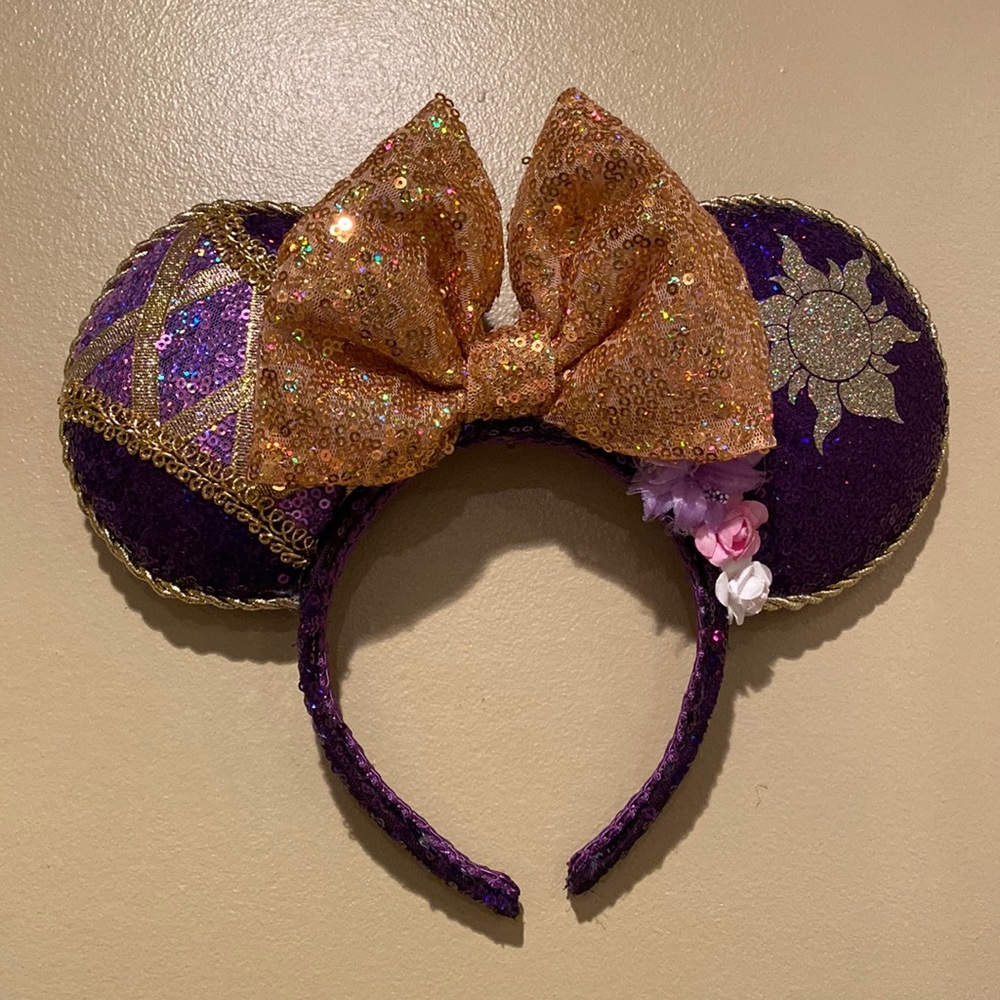 Disney Rapunzel Mickey Mouse ears purple with gold accents